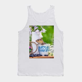 Chipmunk in a tea cup with blueberries Tank Top